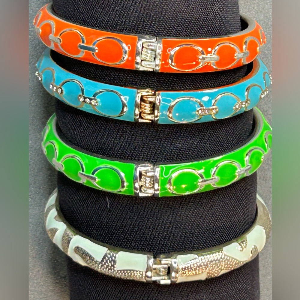 Sequin Enamel Bracelets Chain link pattern and starfish pattern Bangle stackable - Picture 4 of 8